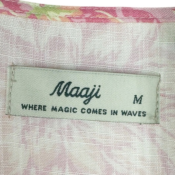 MAAJI Pink Beachy V-Neck Flowy Floral Mini Dress Medium - Picture 4 of 8